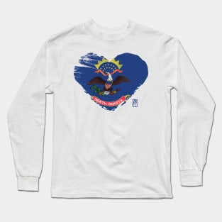 U.S. State - I Love North Dakota - North Dakota Flag Long Sleeve T-Shirt
